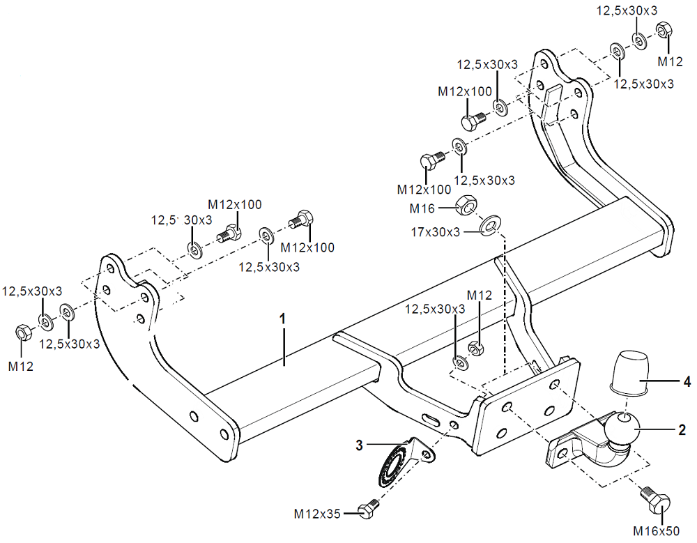 Фаркоп WESTFALIA 307382600001 для Ford Tourneo Custom минивэн / Transit Custom минивэн 12-