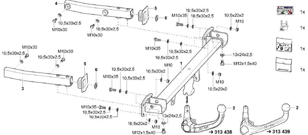 Фаркоп WESTFALIA 313438600001 для Mercedes W/S204 E-Class Lim / Kombi 09-