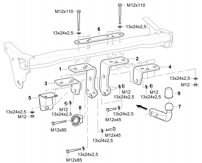 Фаркоп WESTFALIA 332301600001 для Nissan Pathfinder 05-