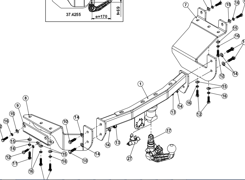 Фаркоп WESTFALIA 340094600001 для Mitsubishi Outlander / Citroen C-Crosser / Peugeot 4007 07-