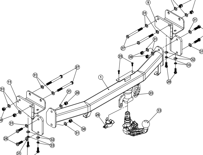 Фаркоп WESTFALIA 346076600001 для Hyundai Santa Fe 12- 