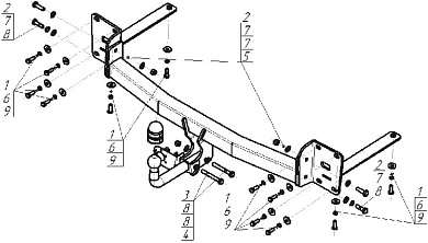 Фаркоп MOTODOR 92708-A для Volkswagen Teramont