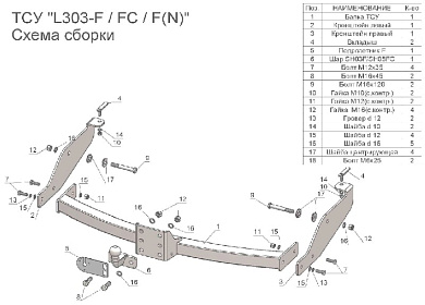 Фаркоп ЛИДЕР ПЛЮС L303-FC для LIFAN MYWAY