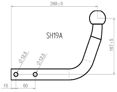 Крюк фаркопа универсальный LEADER PLUS SH19A