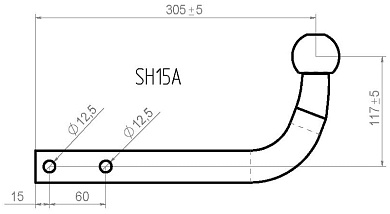 Крюк фаркопа универсальный LEADER PLUS SH15A