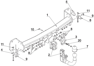 Фаркоп AUTO-HAK B 28V для BMW G30