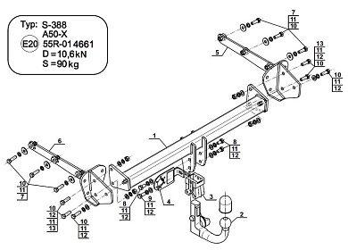 Фаркоп Steinhof S-388 для SUBARU Outback 5