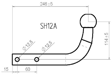 Крюк фаркопа универсальный LEADER PLUS SH12A
