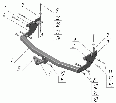 Фаркоп AVTOS GW 03 для GREAT WALL Hover